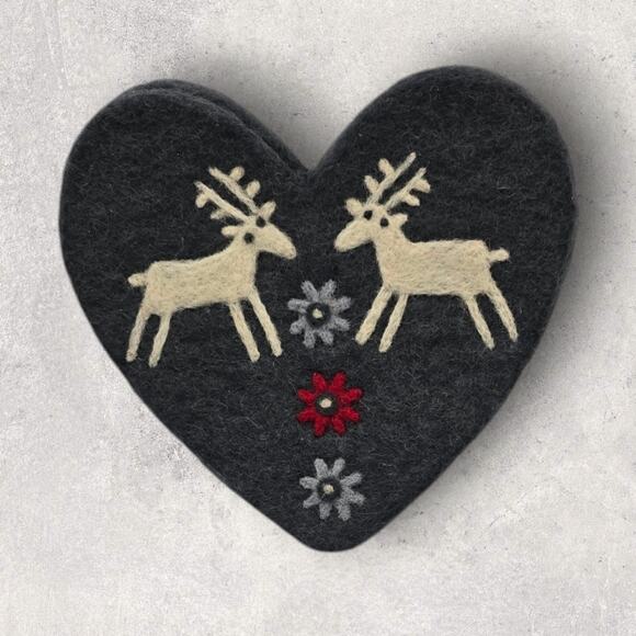 Christmas Reindeer 100% Felted Wool Trivet - Picture 1 of 2